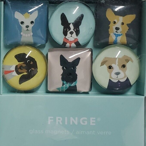 Fringe Studios Glass Magnet Set Dog Portraits
