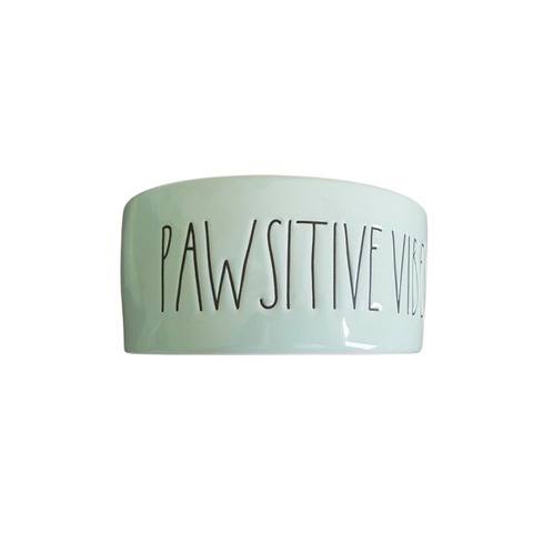 Rae Dunn Ceramic Bowl 'Pawsitive Vibes' Mint Green